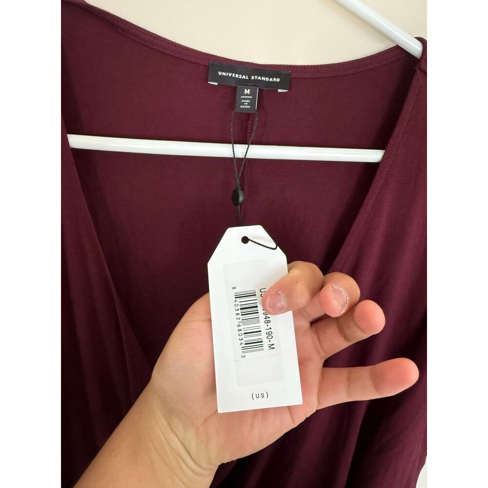 NEW Universal Standard | Going Out Preppy Drape Front Top in Wine Sz 18/20 - Picture 3 of 6